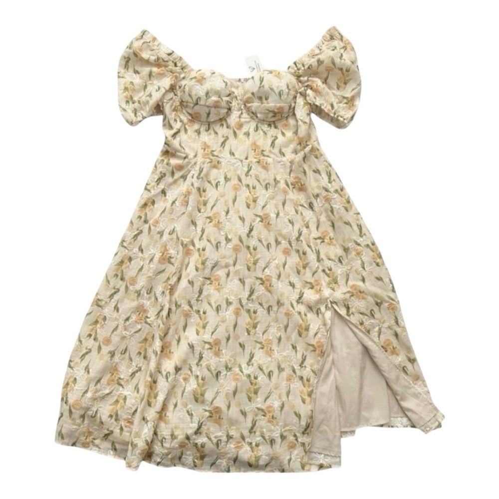 Windsor When Life Gives You Lemons Sweetheart Eyelet Floral Midi Dress Medium